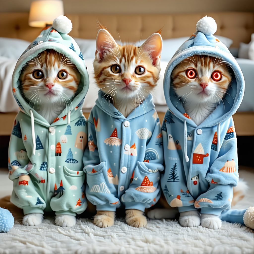 three_kittys_wearing_pajamas